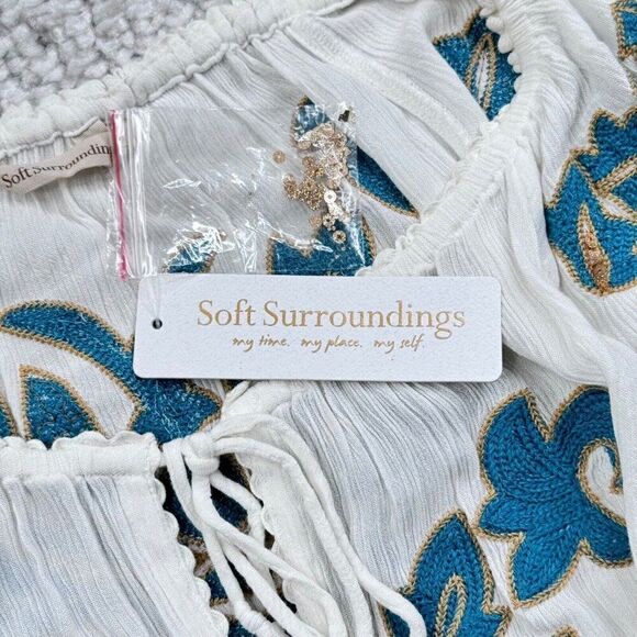 Soft Surroundings Botanical Gardens Blouse Embroidered Sequins NEW - Picture 5 of 9